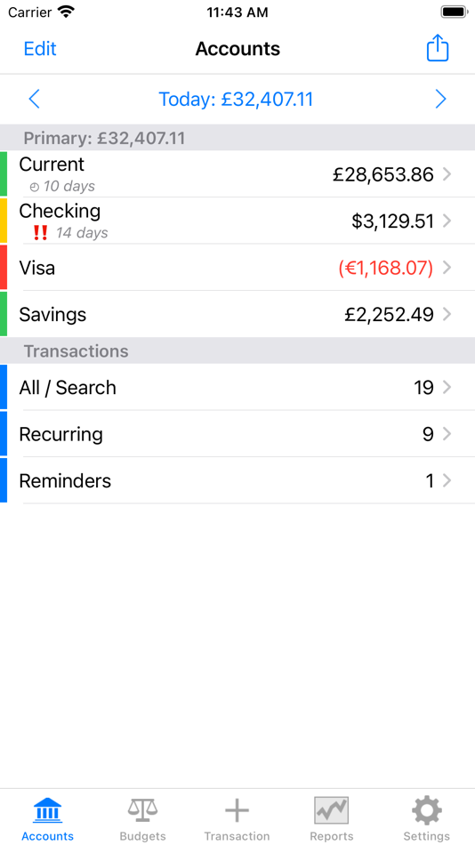 #1. Account Tracker (iOS) Podle: Graham Haley