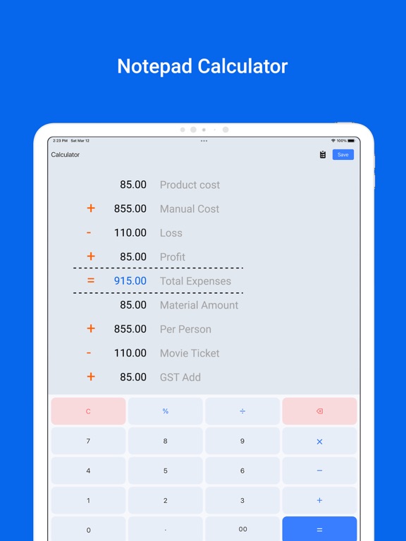 Screenshot #5 pour Calculator with Notes