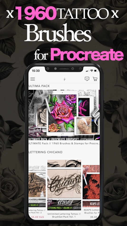 #1. Brushestock : Procreate Tattoo (iOS) بواسطة: TATTOO DESIGN STOCK LTD