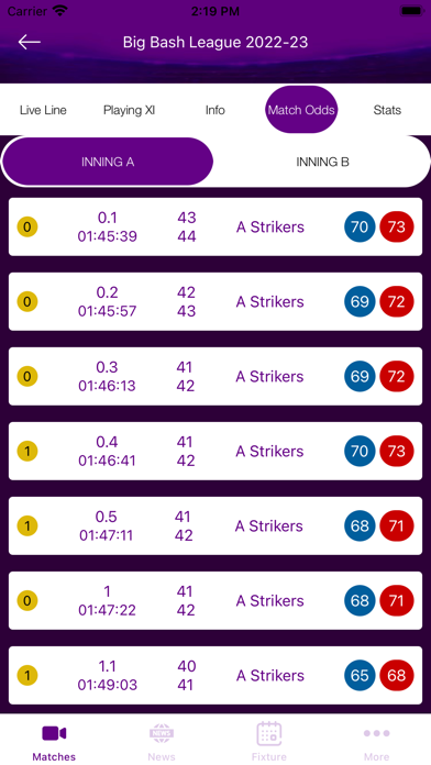 Cricket 247 live line Screenshot
