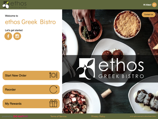 ethos Greek Bistro iPad screenshot 1 - Food & Drink app