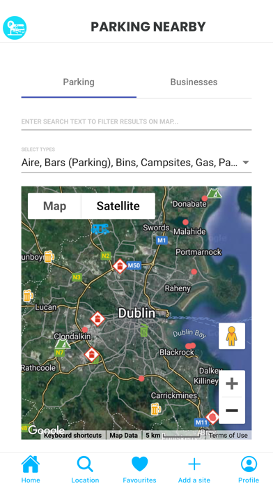 Motorhome Parking Locations Screenshot