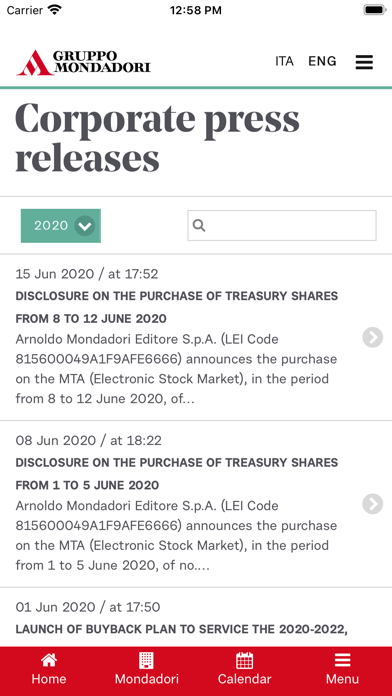 Mondadori IR Screenshot
