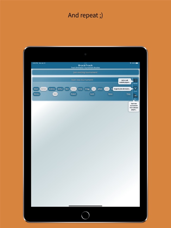 Tournaments - BrackTrack iPad screenshot 5 - Sports app