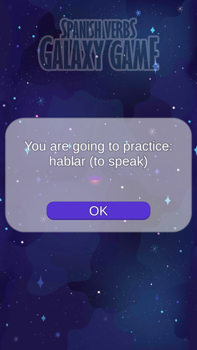 Spanish Verbs Galaxy Game Screenshot