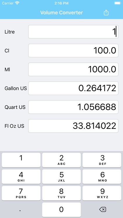 Volume Converter L, Gal, Oz