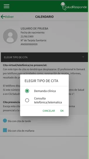 Captura de pantalla de Salud Responde en iPhone 5