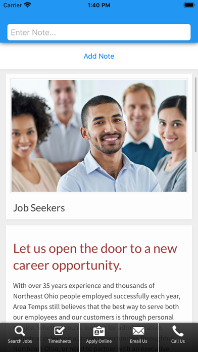 Area Temps Staffing Service Screenshot