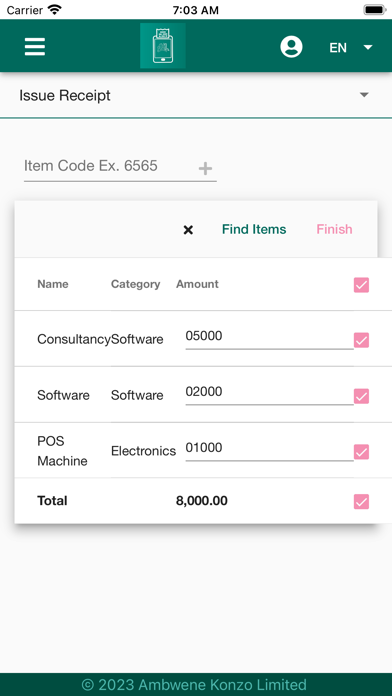 V-EFD Receipt Screenshot
