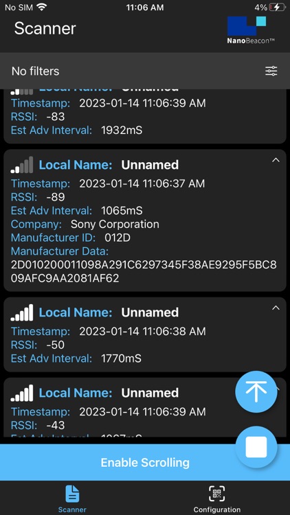 NanoBeacon BLE Scanner
