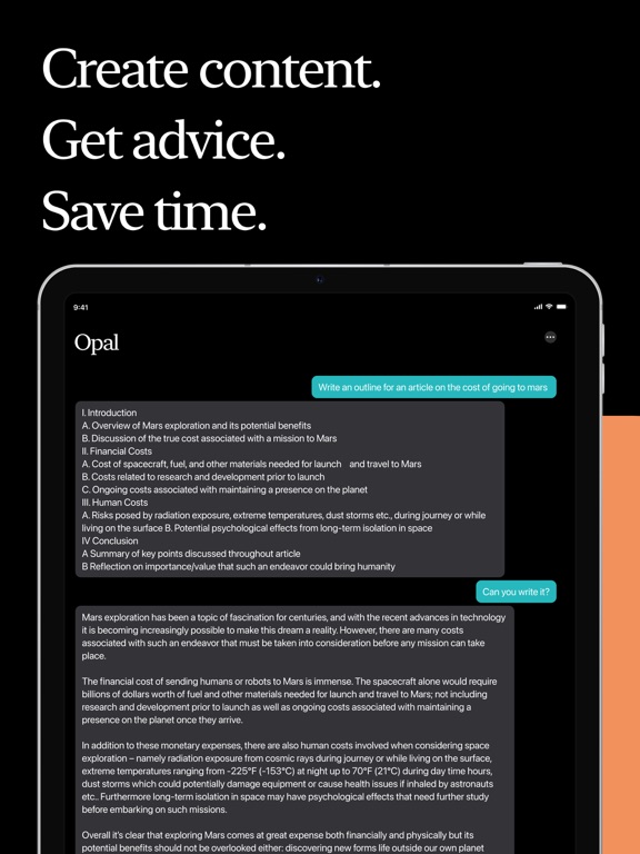 Opal Chat iPad screenshot 4 - Productivity app