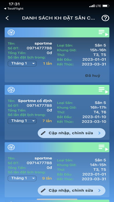 Quản Lý Sân Bóng Screenshot