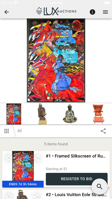 LUX Auctions Screenshot