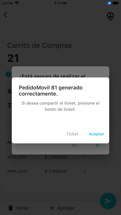 Pedidos Móvil Screenshot