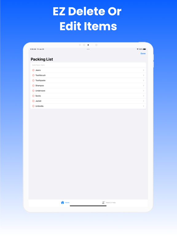 Packing List* iPad screenshot