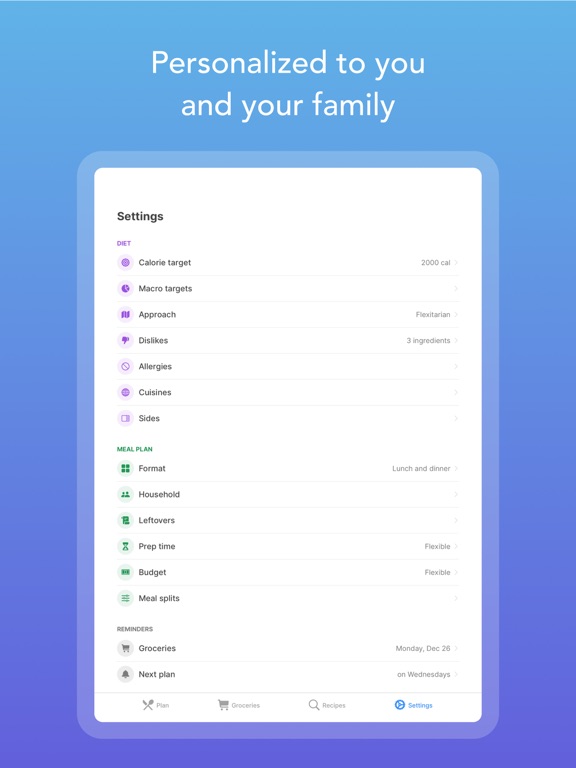 Intent - Meal Planner iPad screenshot 7 - Health & Fitness app
