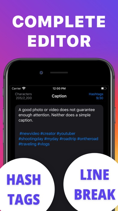 Caption Hashtags for Instagram Screenshot