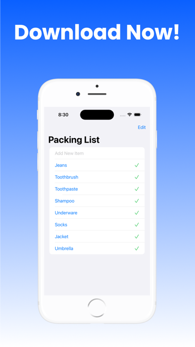 Packing List* Screenshot