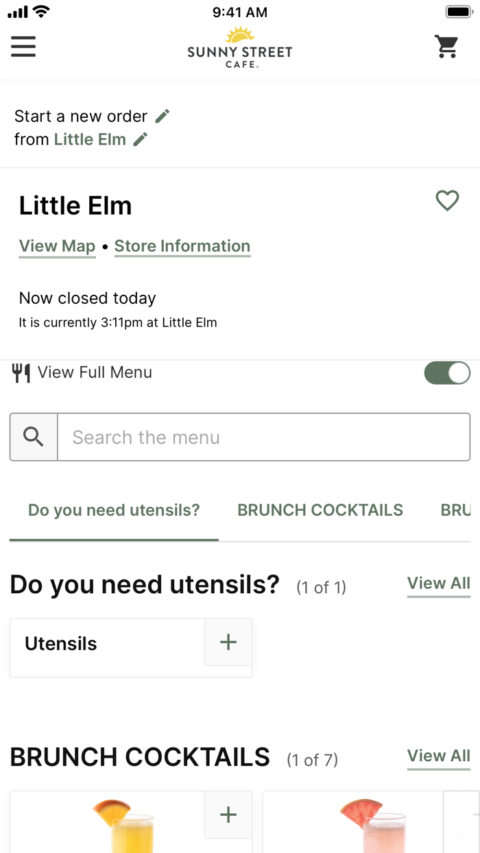 Sunny Street Cafe Ordering