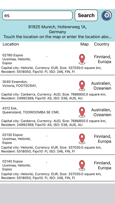 Postal Codes International Screenshot