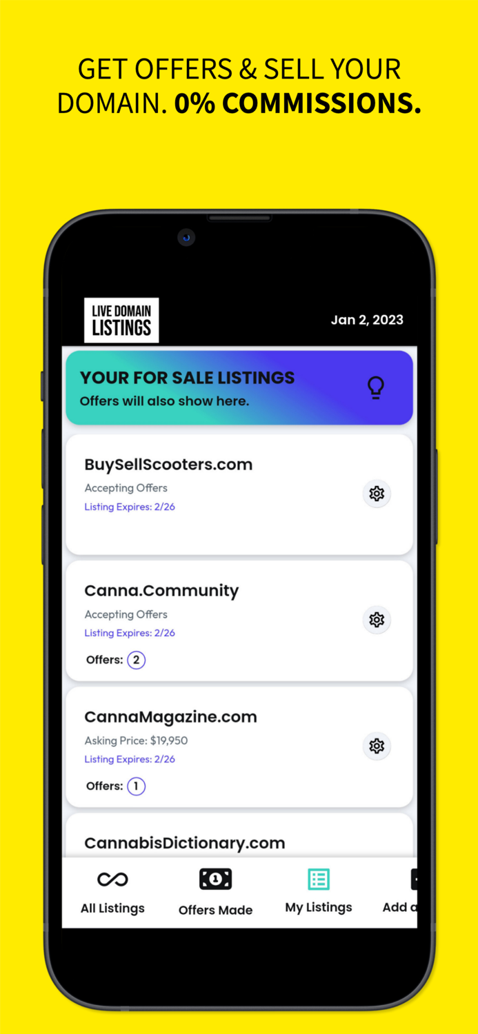 Live Domain Listings