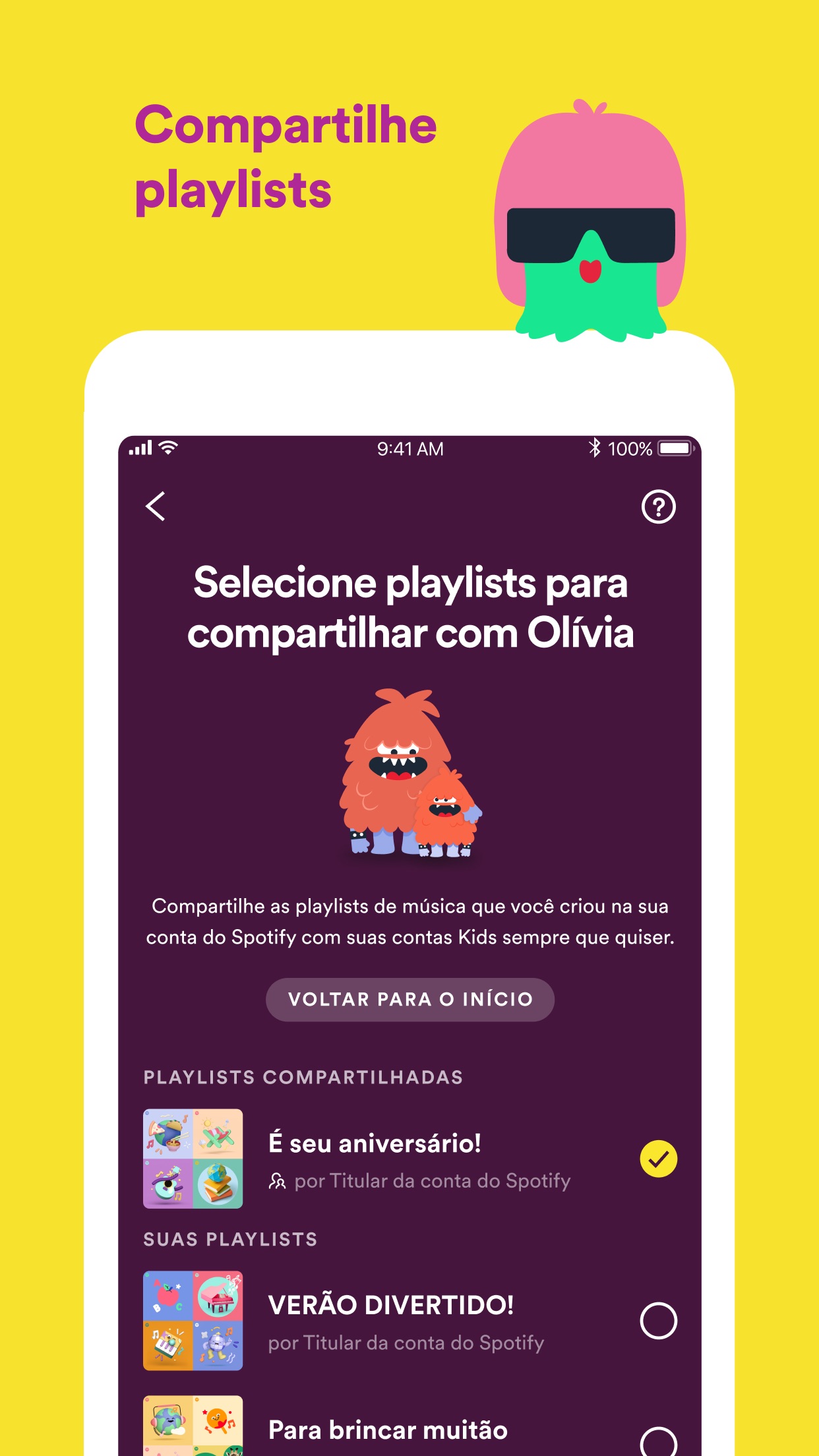 Screenshot do app Spotify Kids