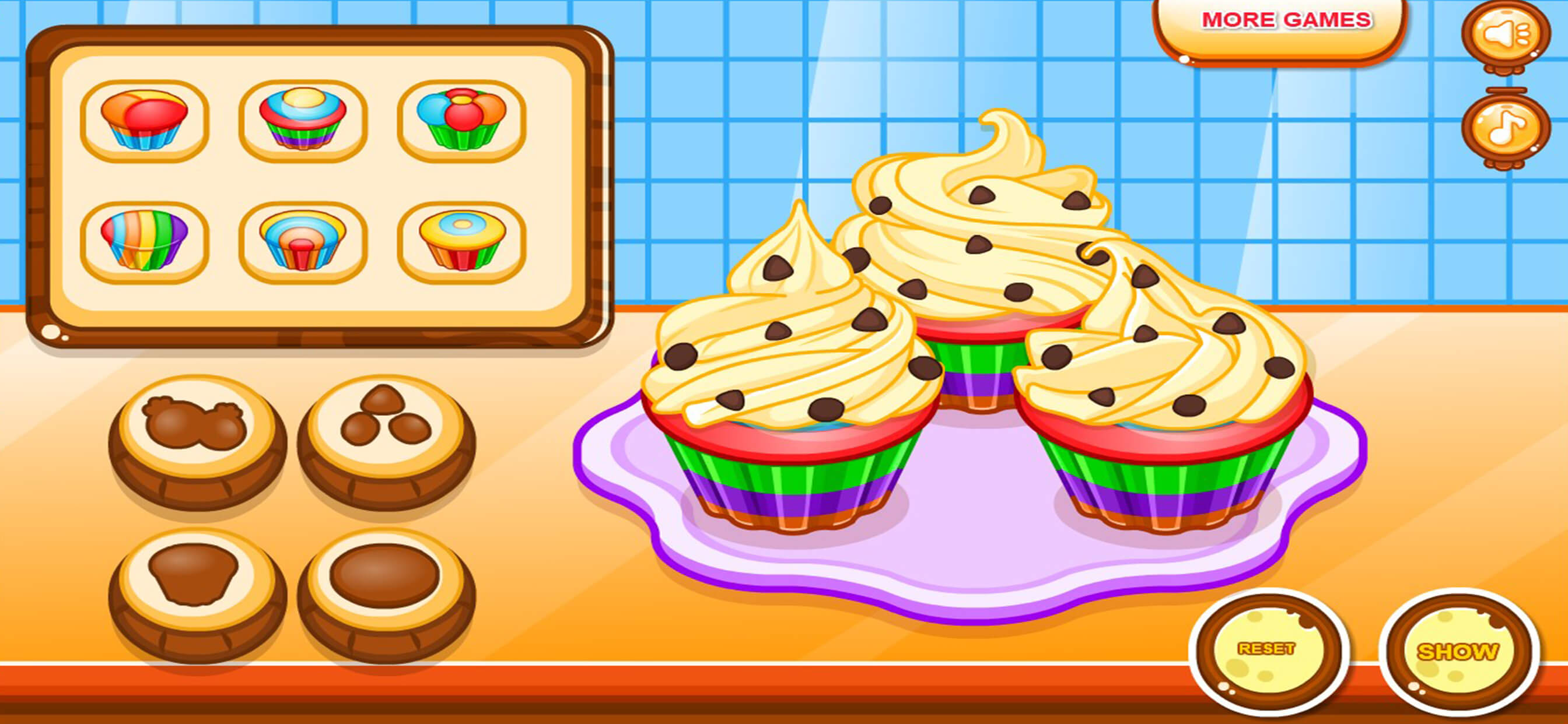 Cooking colorful cupcakes game