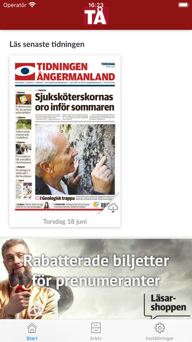 Tidningen Ångermanland e-tidn. Screenshot