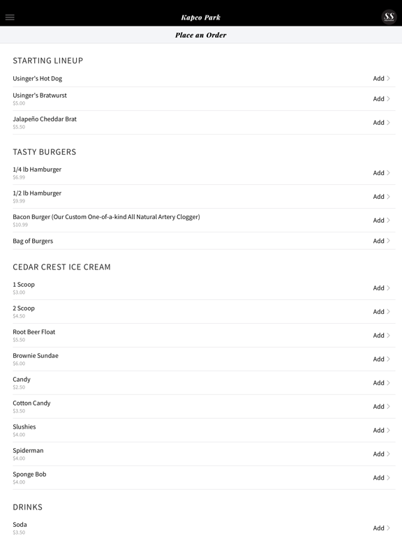 Stay Seated Inc iPad screenshot 2 - Food & Drink app