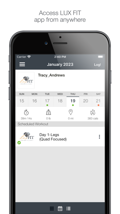 LuxFit Training Screenshot