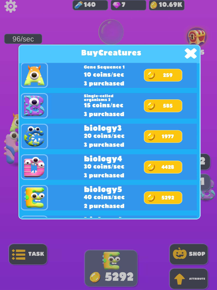 Merge Alphabet Evolution