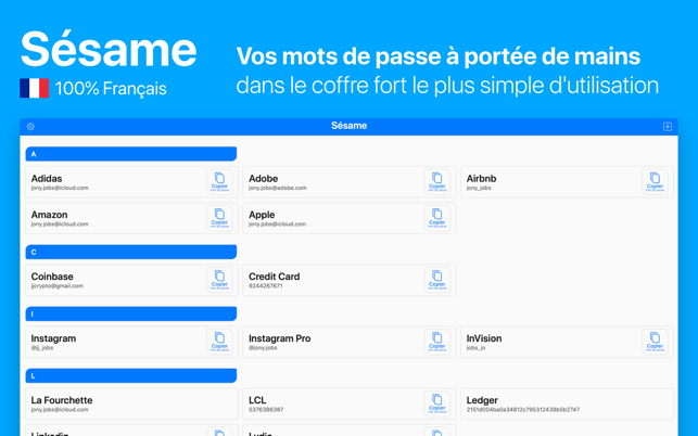 Sésame - Gestion mots de passe