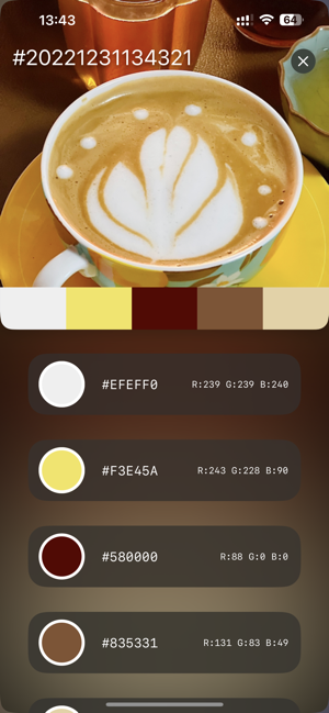 ‎ColorCamera – Screenshot der Farbauswahl