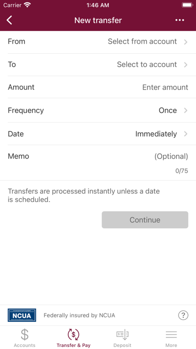 Saratoga’s Credit Union Screenshot