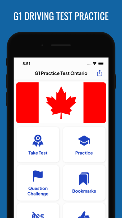 G1 Practice Test Ontario 2024 Screenshot