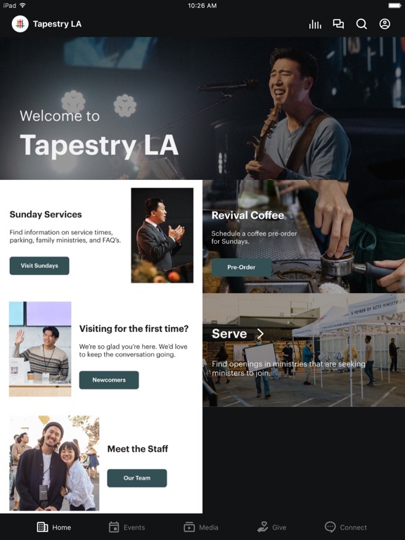 Tapestry LA Church iPad screenshot 1 - Lifestyle app