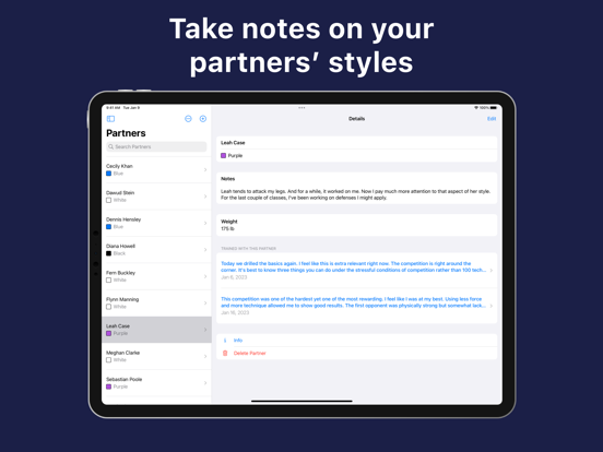 Martial Arts Training Journal iPad screenshot 6 - Sports app