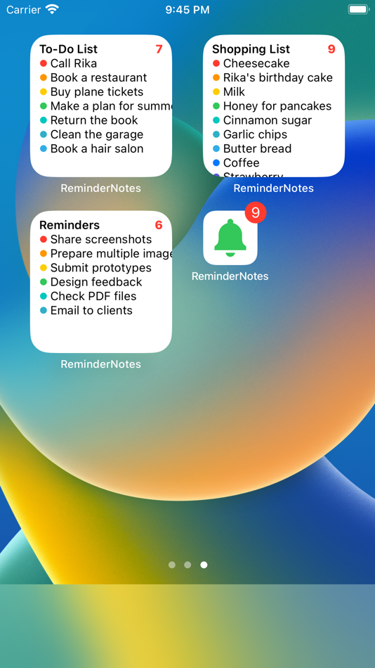 #3. Reminder Notes Widget - Alarm (iOS) بواسطة: FugaPiyo Inc.