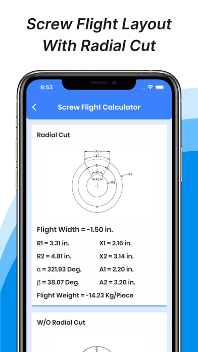 Screw Flight Calculator Screenshot