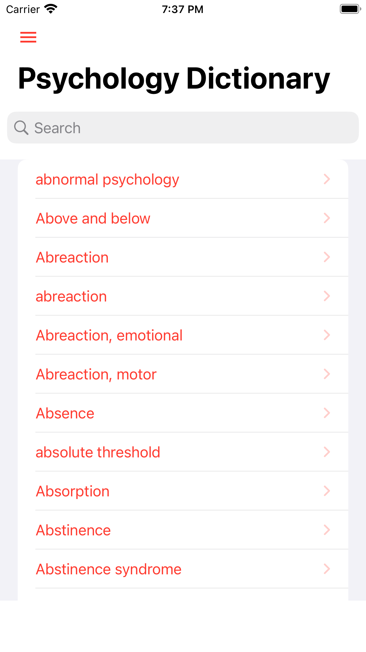 Psychology Dictionary Offline
