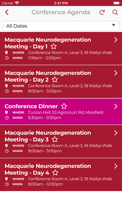 Macquarie University Events Screenshot