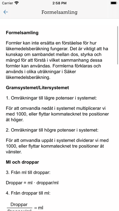 Säker läkemedelsberäkning Screenshot