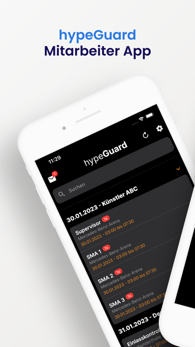 hypeGuard Mitarbeiter App Screenshot