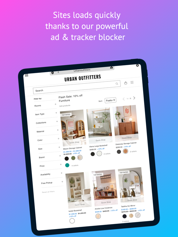 Friendly Shopping Browser iPad screenshot 4 - Shopping app
