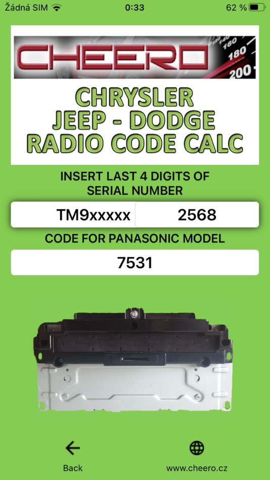 #6. RADIO CODE for CHRYSLER JEEP (iOS) 由: Petr Svihovec