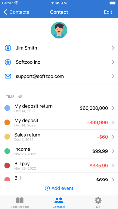 Bookkeeping App Screenshot