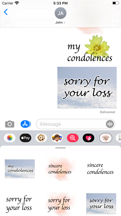 condolences stickers Screenshot