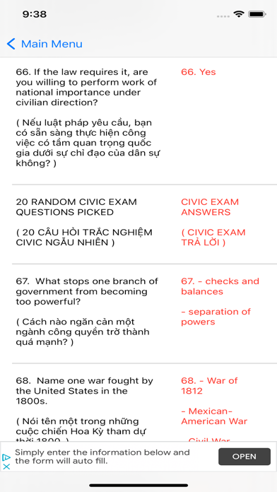 USA Civic Exam - 2021 Latest Screenshot
