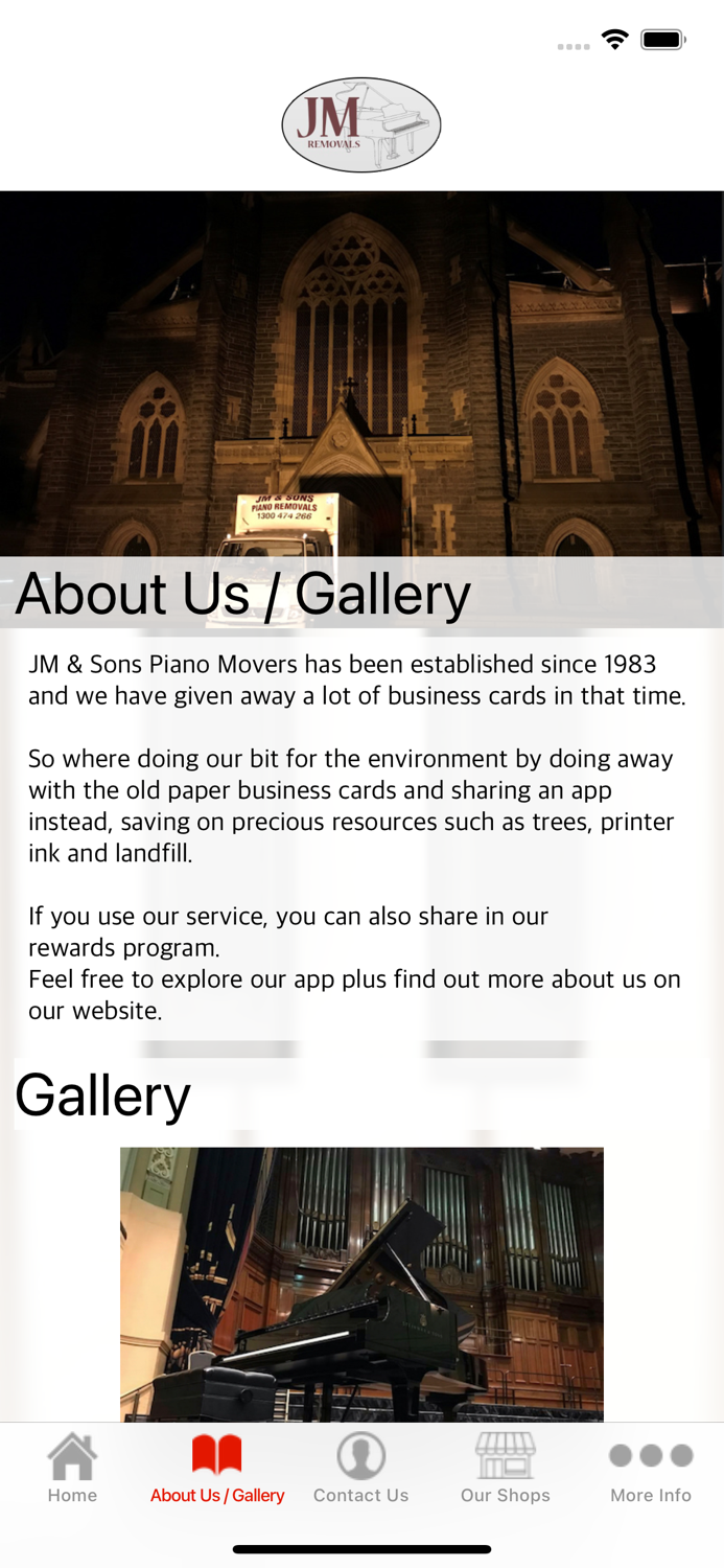 JM and Sons Piano Movers VB Card