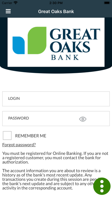 Great Oaks Bank Screenshot
